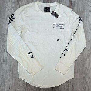 Abercrombie & Fitch Cream Long Sleeve Tee Mens size S Small